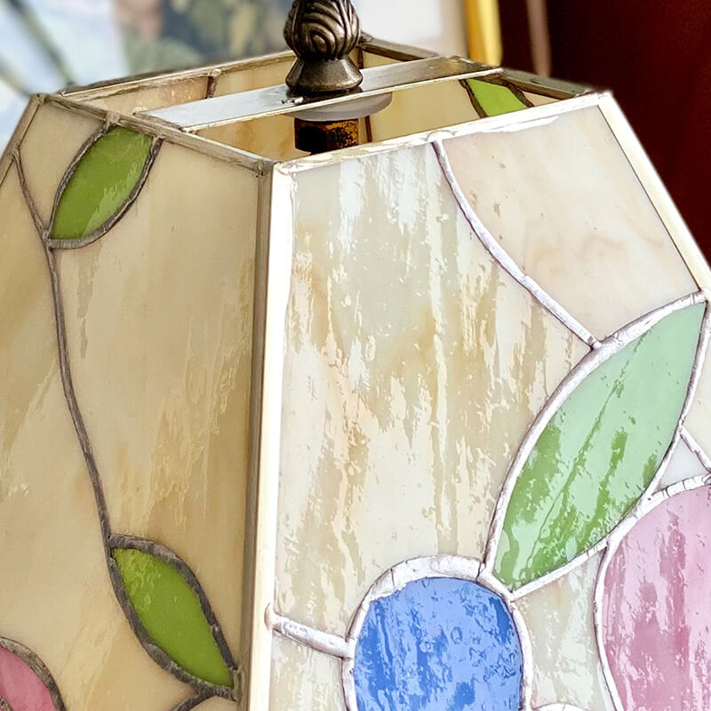 Vintage Tischlampe aus Buntglas