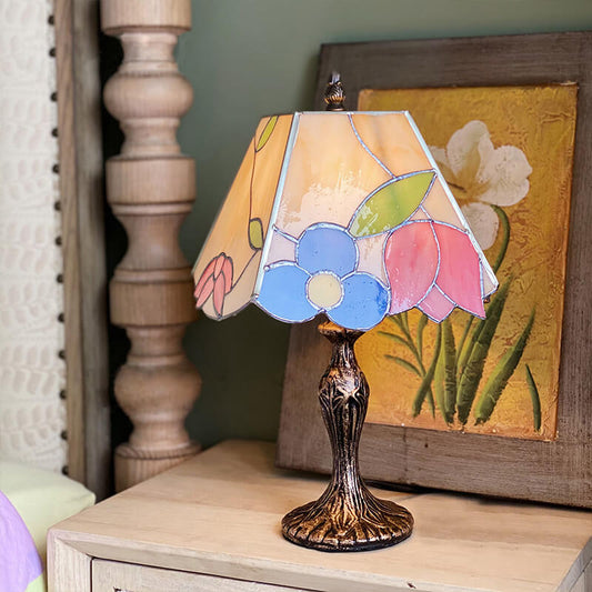 Vintage Tischlampe aus Buntglas