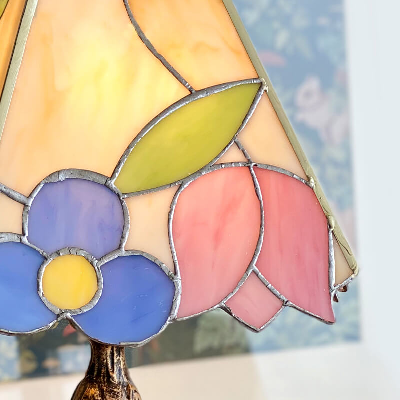 Vintage Tischlampe aus Buntglas