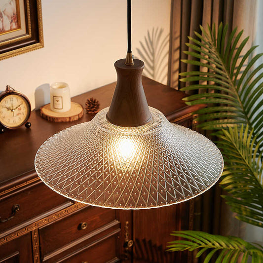 Vintage Walnut Small Ceiling Chandelier