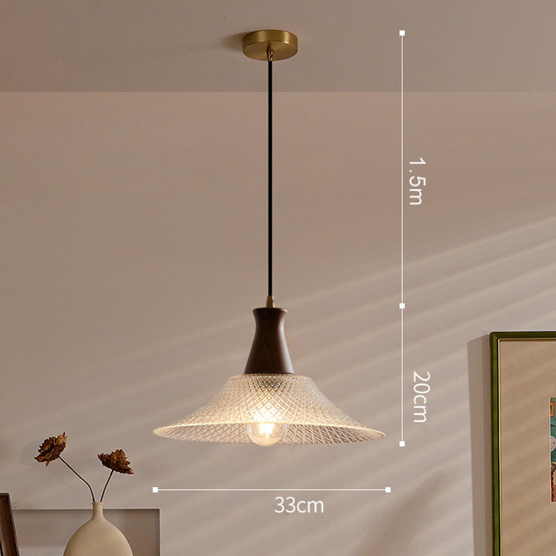 Vintage Walnut Small Ceiling Chandelier