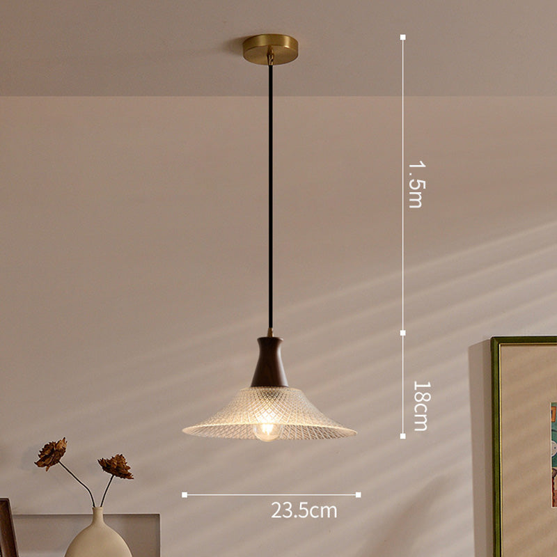 Vintage Walnut Small Ceiling Chandelier