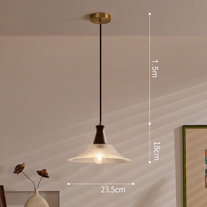 Vintage Walnut Small Ceiling Chandelier