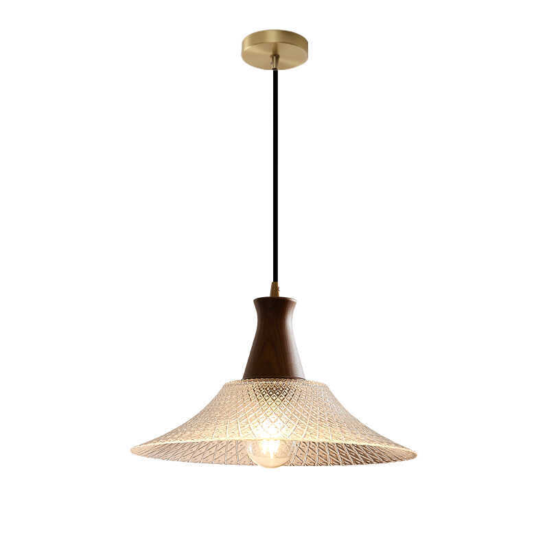 Vintage Walnut Small Ceiling Chandelier