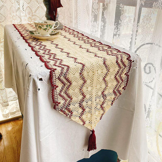 Wave Hollow Macrame Table Runner