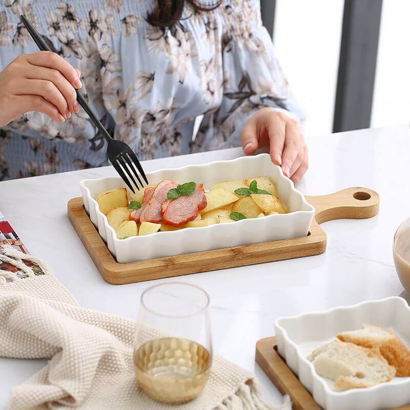 Wavy Square Ceramic Baking Dish