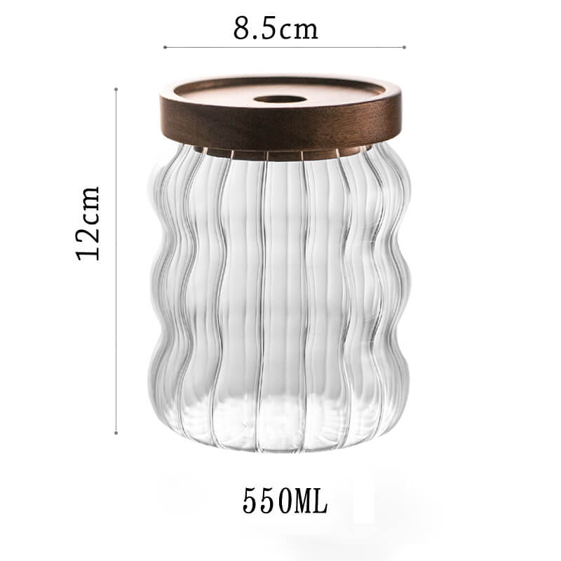 Wavy Striped Glass Storage Jar