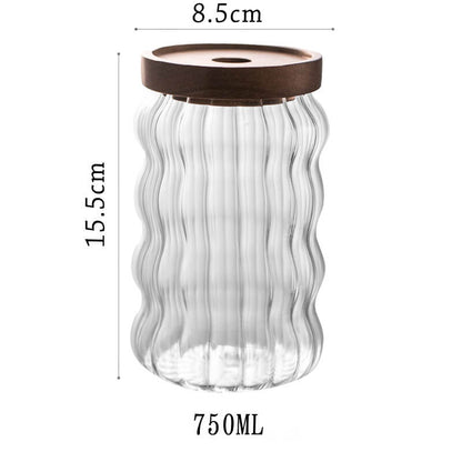 Wavy Striped Glass Storage Jar