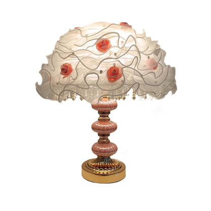 White Organza Rose Table Lamp