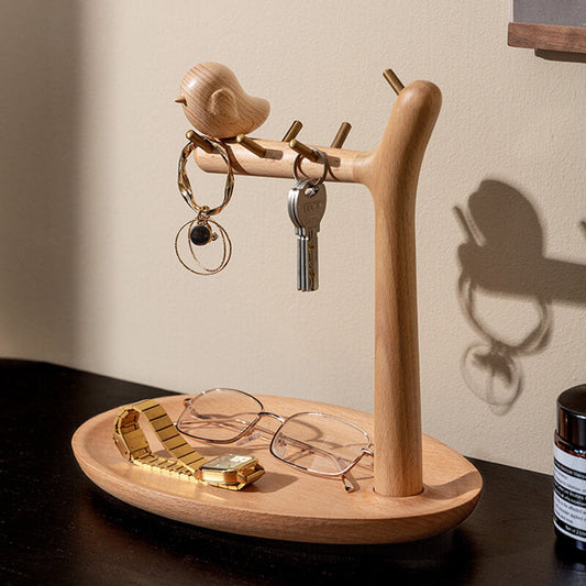 Wooden Bird Desktop Storage Rack