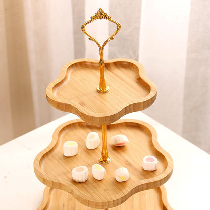 Wooden Flower-Shaped Multi-Layer Dessert Stand