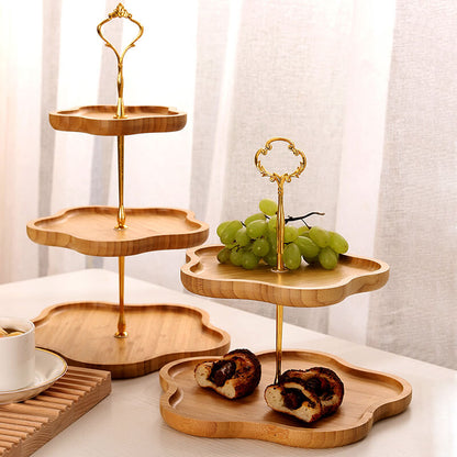 Wooden Flower-Shaped Multi-Layer Dessert Stand