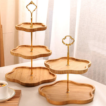 Wooden Flower-Shaped Multi-Layer Dessert Stand