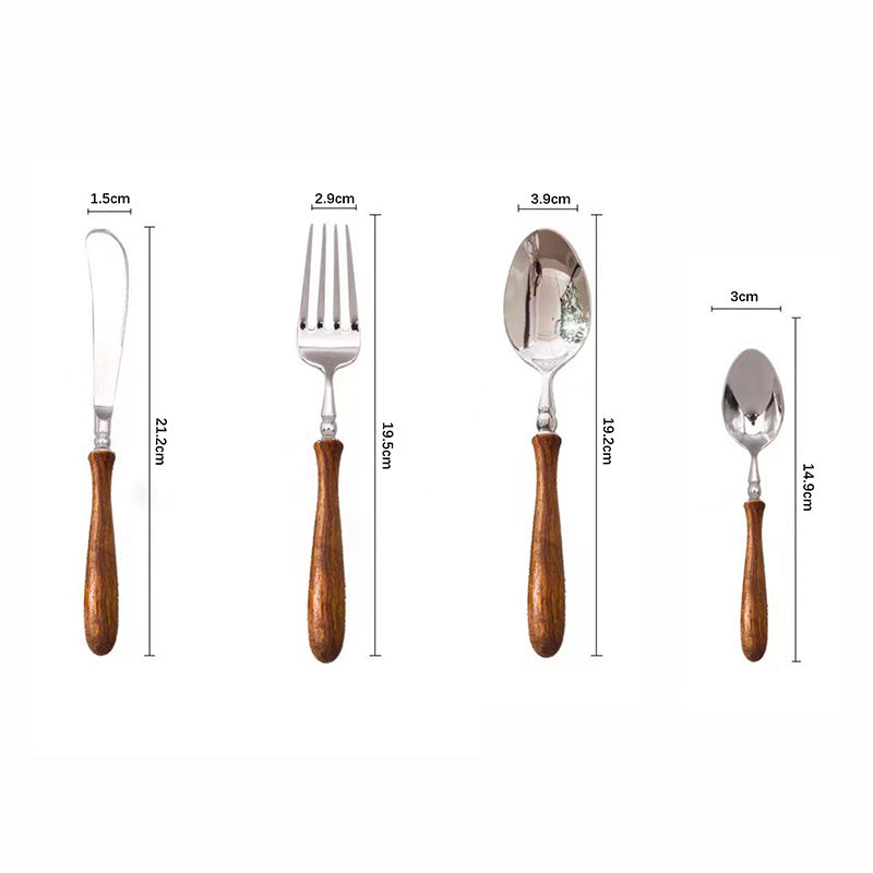 Wooden Handle Flatware 4Pcs Set