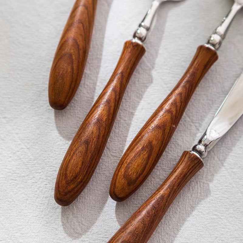 Wooden Handle Flatware 4Pcs Set