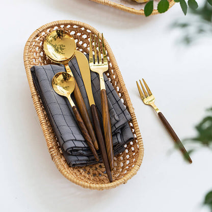 Wooden Handle Flatware 5 Pcs Set