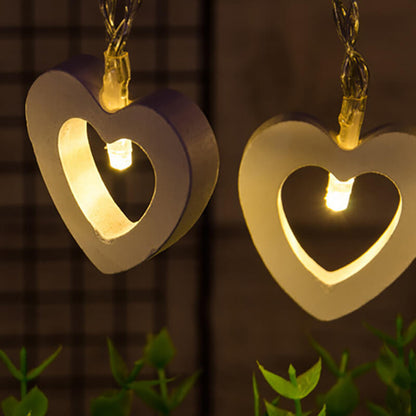 Wooden Heart String Lights