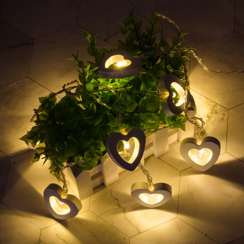 Wooden Heart String Lights