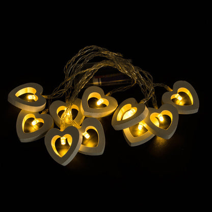 Wooden Heart String Lights