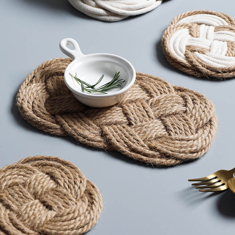 Hand Made Woven Cotton Linen Coaster