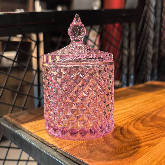 Glass Diamond Storage Jar