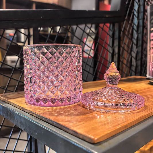 Glass Diamond Storage Jar