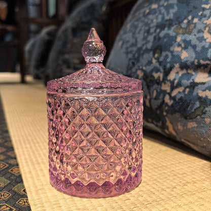 Glass Diamond Storage Jar