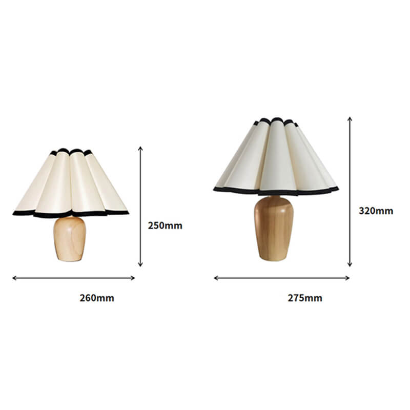 Pleated Wooden Base Table Lamp